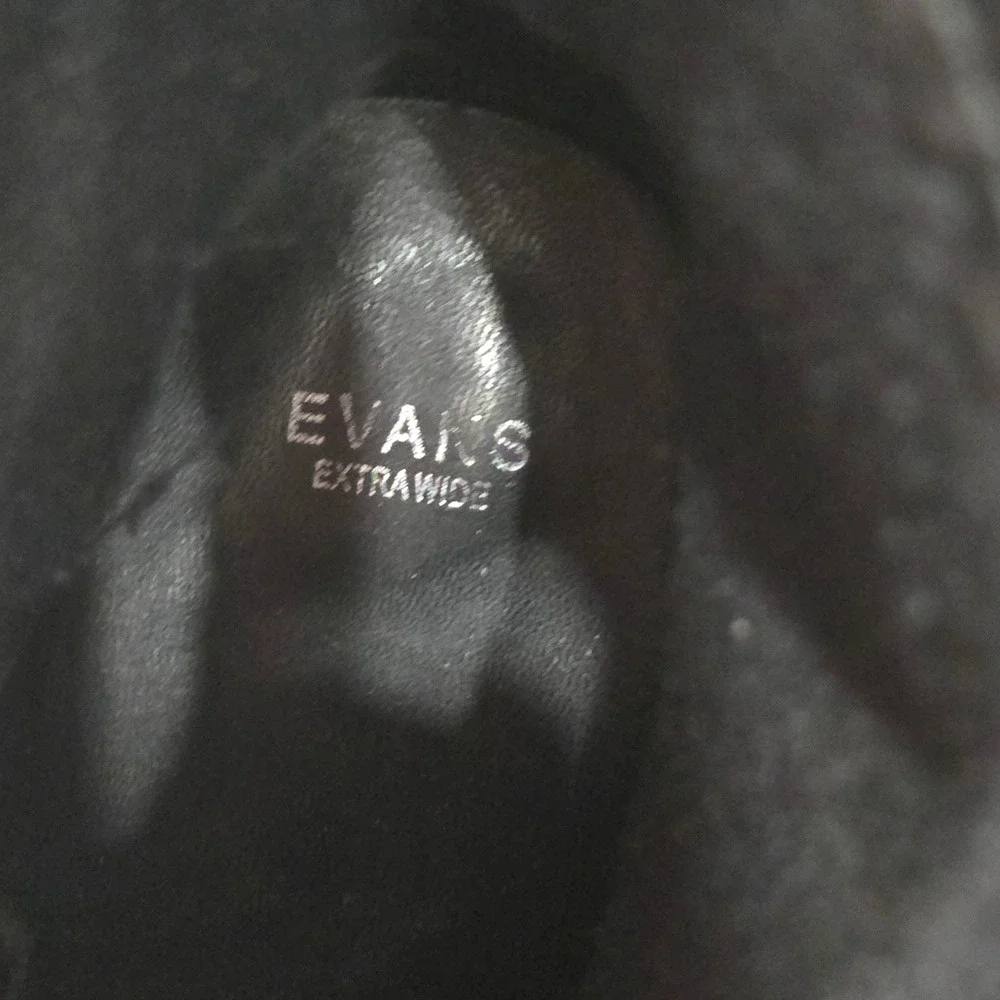 Evans Black Faux Suede Ankle Boots Extra Wide Fit Size 10 Jean  Block Heel